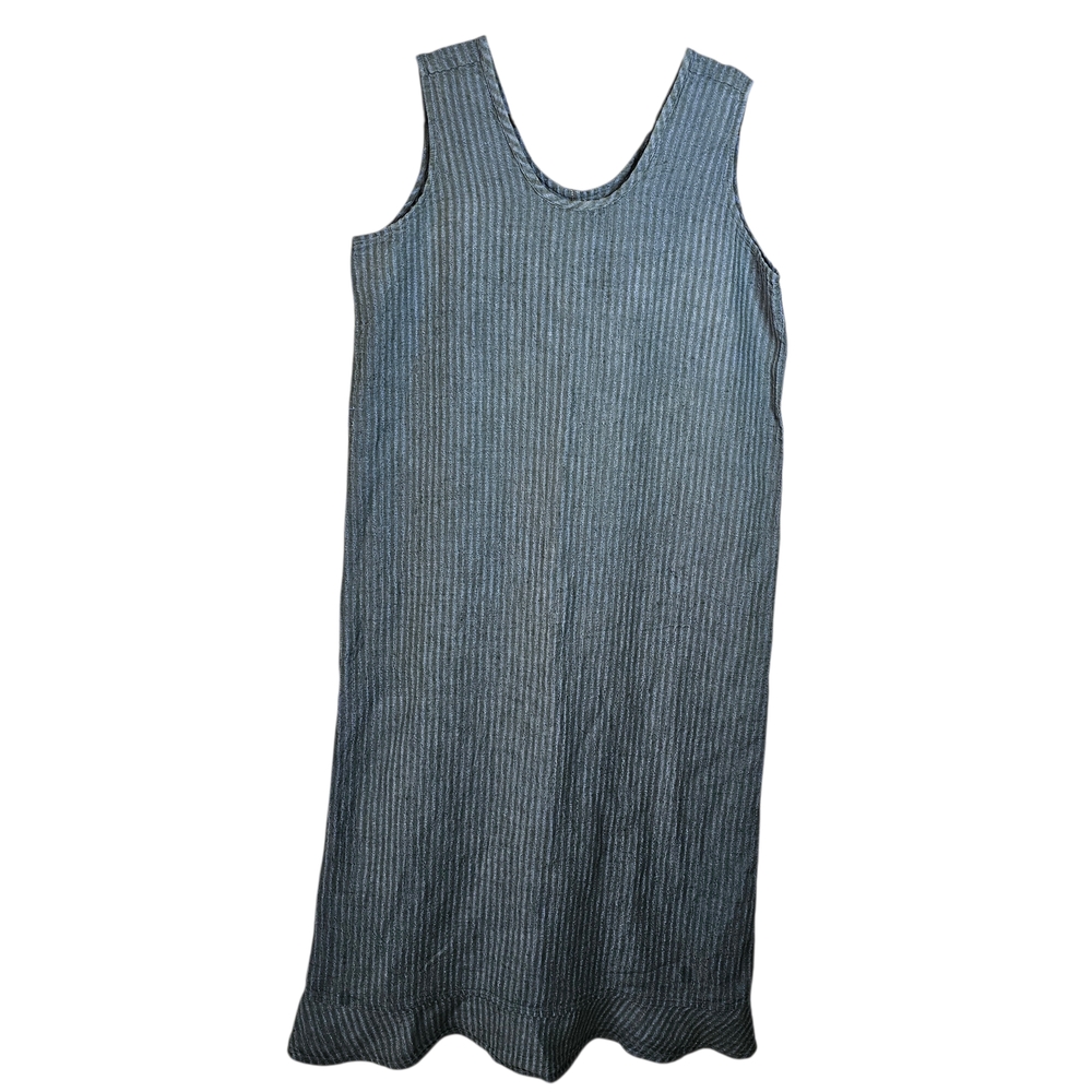 VTG Flax By Jeanne Engelbart‎ Linen Striped Sleeveless Maxi Dress